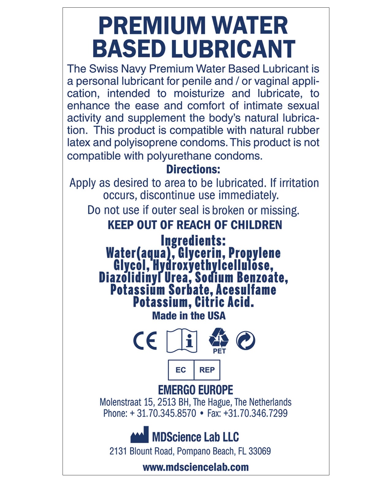 Swiss Navy Water Based Lube - 4 oz