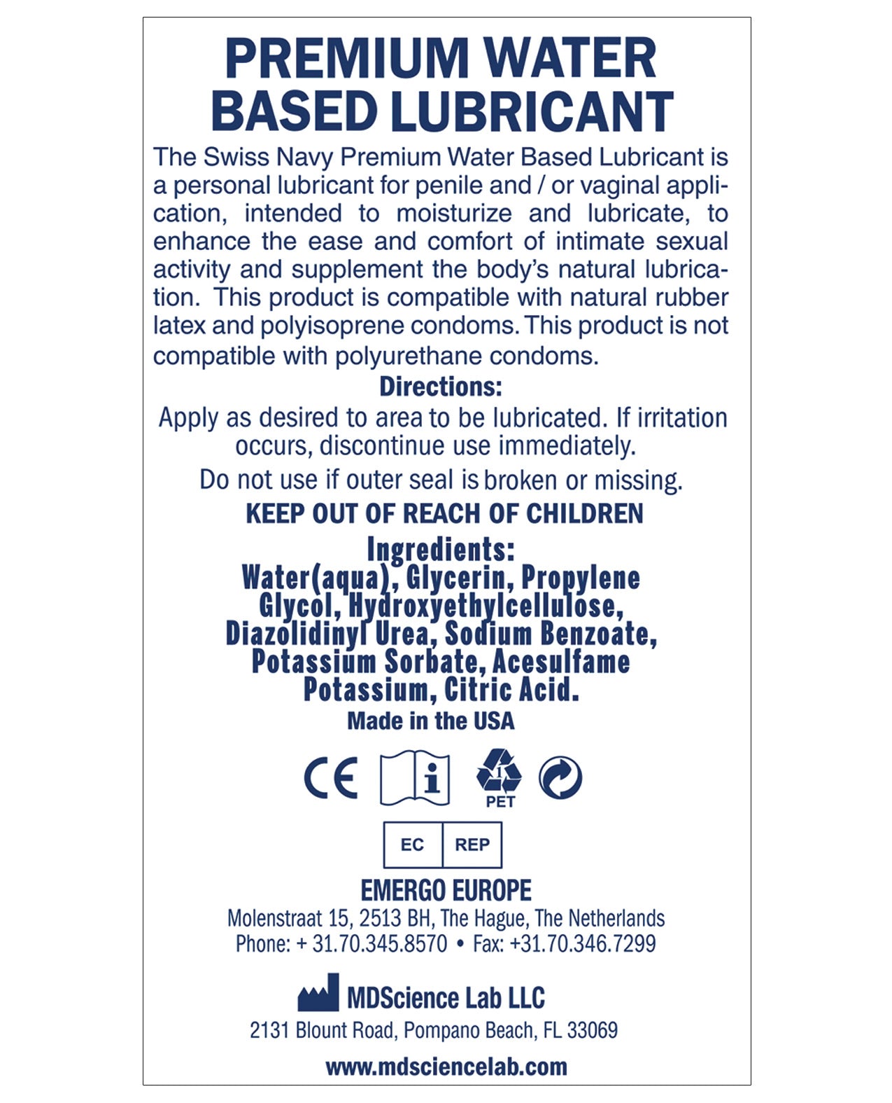 Swiss Navy Water Based Lube - 8 oz