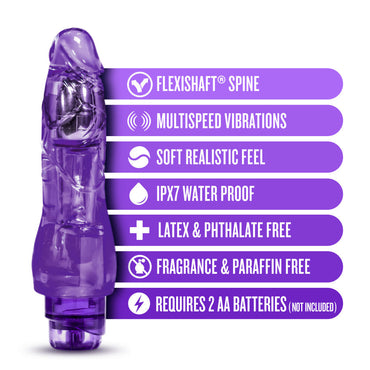 Fantasy Vibe Realistic 9-Inch Vibrating Dildo - Purple