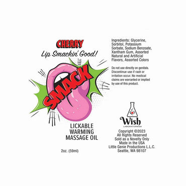 SMACK Lickable Massage Oil Cherry 2 oz.