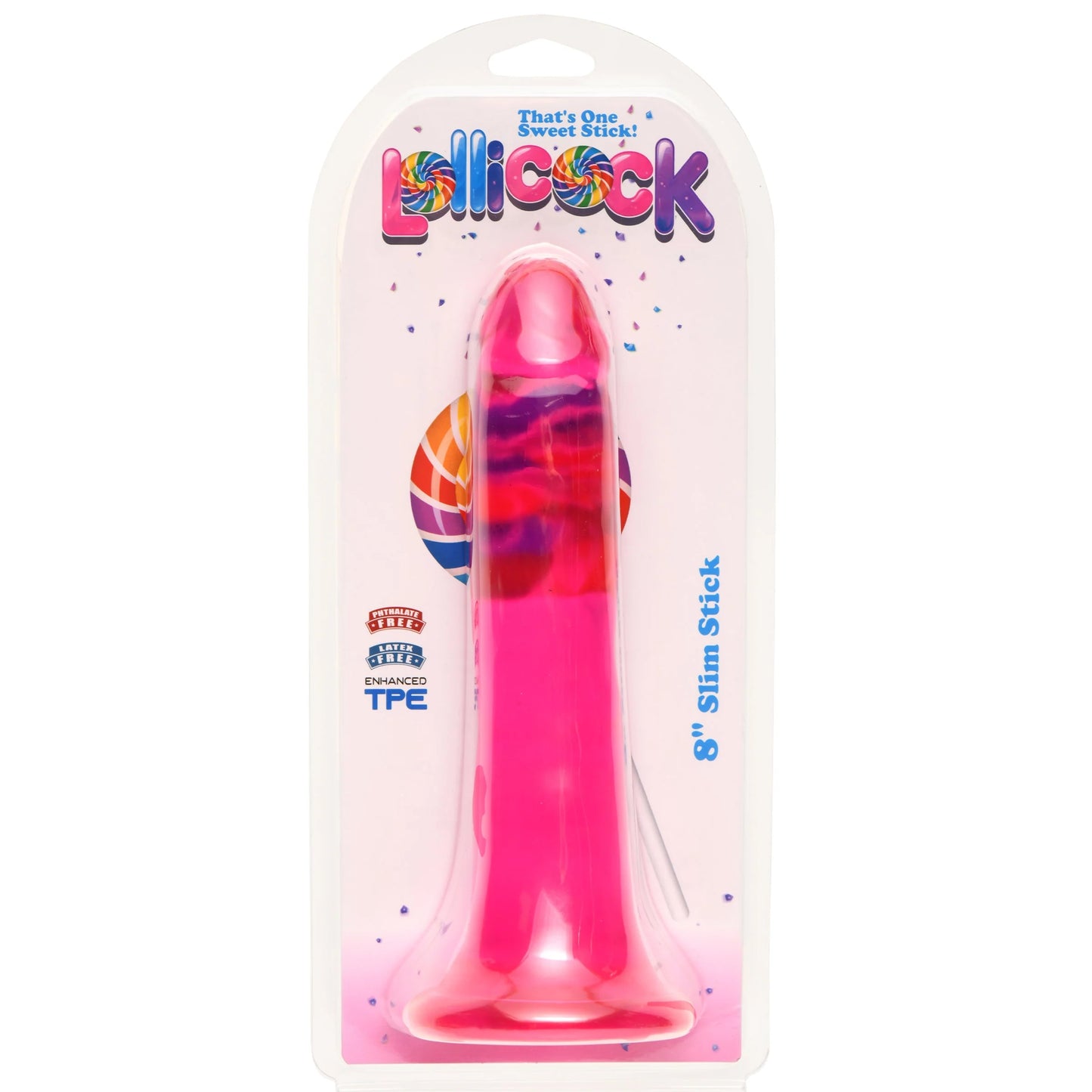 Lollicock 8" Slim Stick Dildo - Cherry Ice