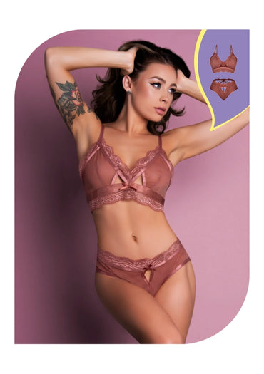 Love Mesh Bralette & Open Back G-Panty