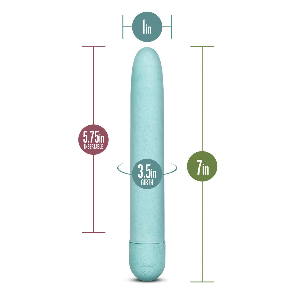 Gaia By Blush® | Eco: Plant-Based 7" Slim Multispeed Vibrator- Aqua