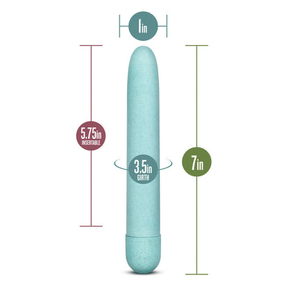 Gaia By Blush® | Eco: Plant-Based 7" Slim Multispeed Vibrator- Aqua