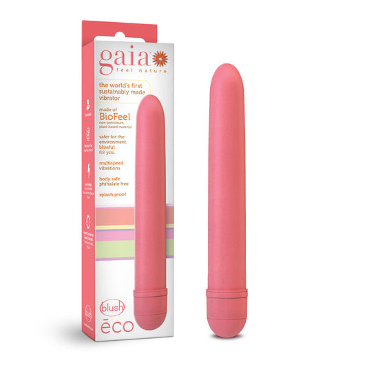 Gaia By Blush® | Eco: Plant-Based 7" Slim Multispeed Vibrator in Coral - Made from Sustainable BioFeel™