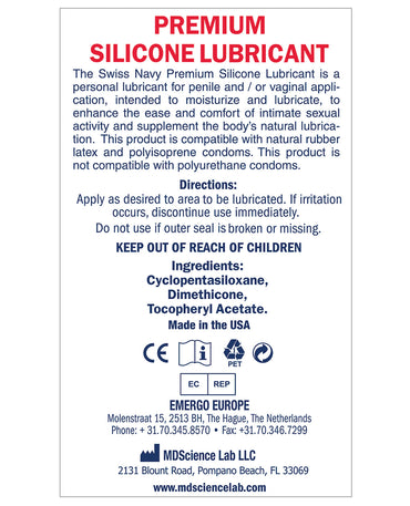 Swiss Navy Lube Silicone - 8 oz