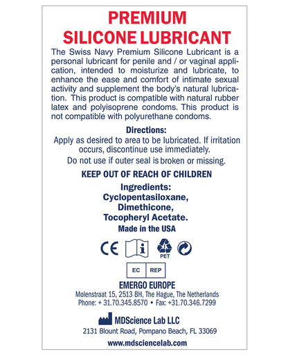 Swiss Navy Lube Silicone - 8 oz