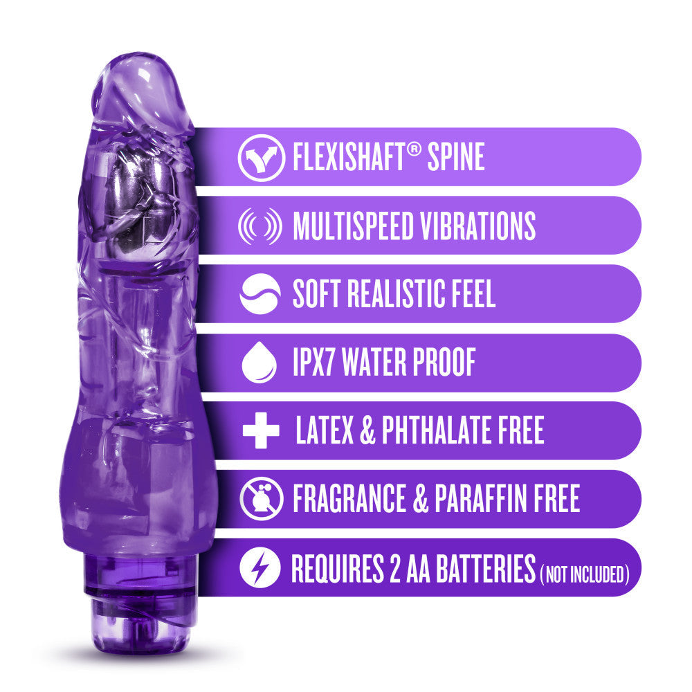 Fantasy Vibe Realistic 9-Inch Vibrating Dildo - Purple