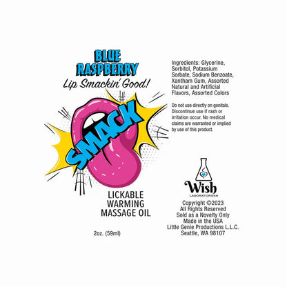 SMACK Lickable Massage Oil - Blue Raspberry 2 oz.