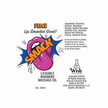 SMACK Lickable Massage Oil - Peach 2 oz.