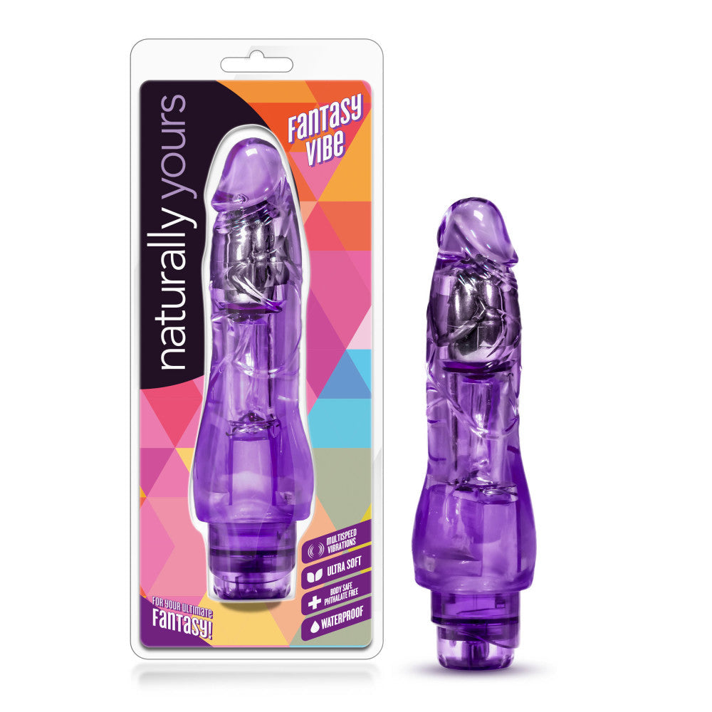 Fantasy Vibe Realistic 9-Inch Vibrating Dildo - Purple