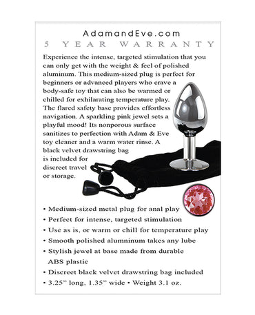 Adam & Eve Pink Gem Anal Plug Medium