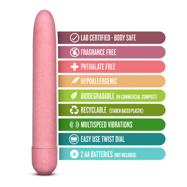 Gaia By Blush® | Eco: Plant-Based 7" Slim Multispeed Vibrator in Coral - Made from Sustainable BioFeel™