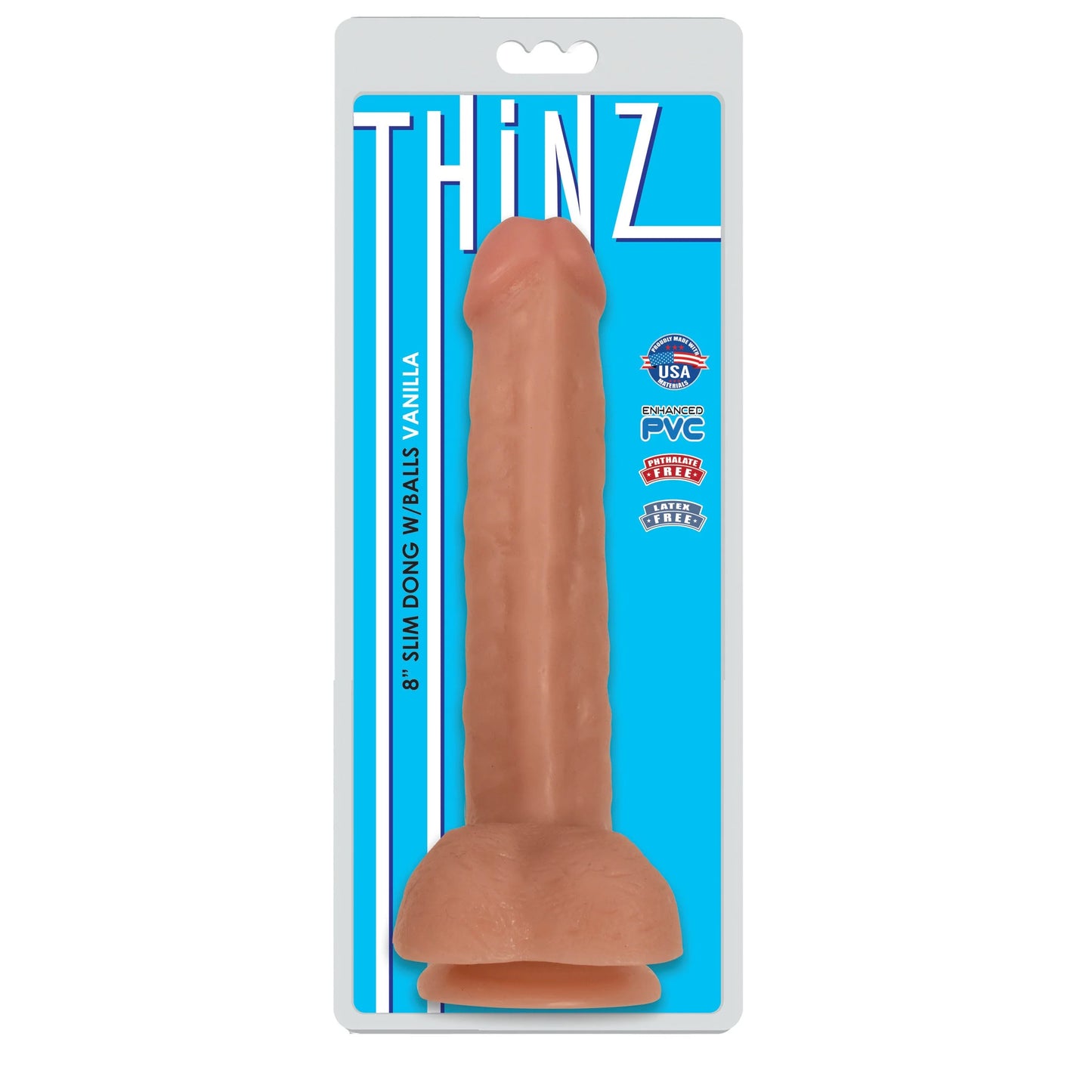 8" Slim Dildo with Balls - Light