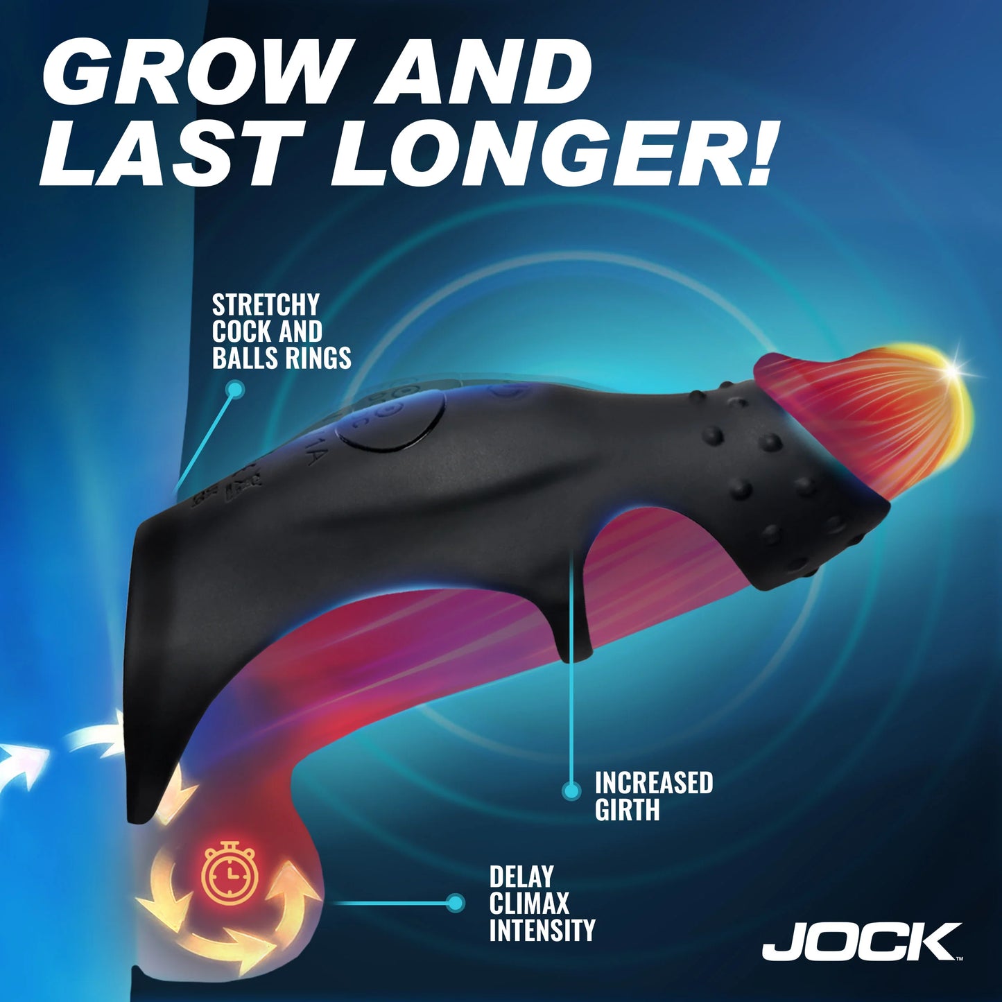 JOCK Rush Vibrating Penis Sleeve C-Ring w/ Remote
