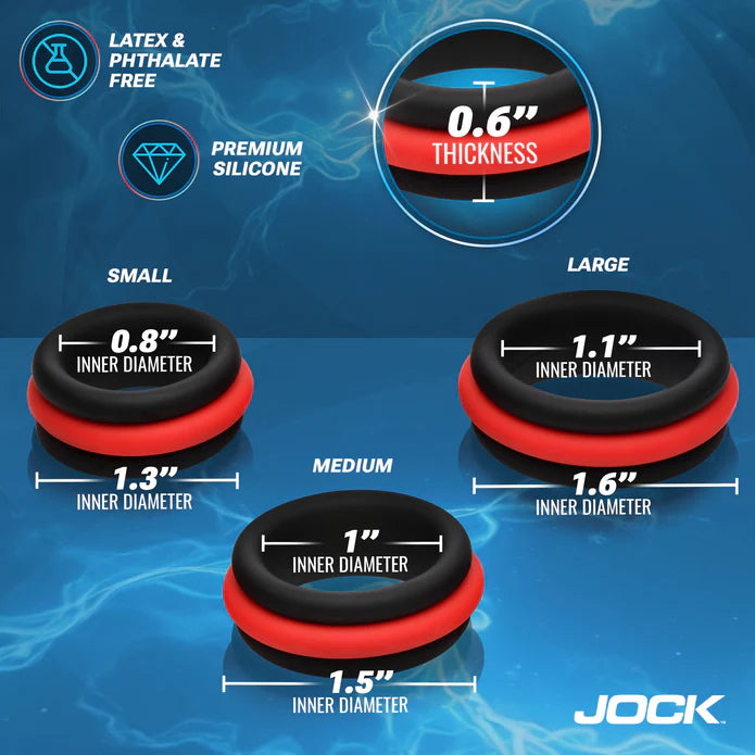 JOCK Enhancers 2-in-1 Silicone Cock Ring Set of 3