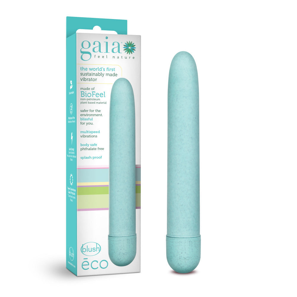 Gaia By Blush® | Eco: Plant-Based 7" Slim Multispeed Vibrator- Aqua