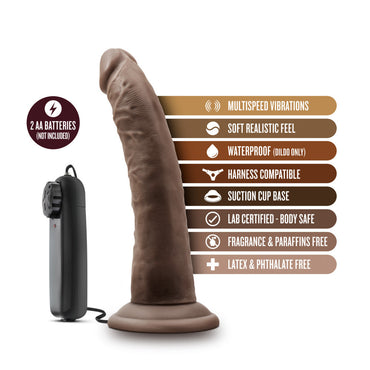 Dr. Skin By Blush® | Dr. Dave Realistic Chocolate 7.5-Inch Long Remote Control Vibrating Dildo With Suction Cup Base