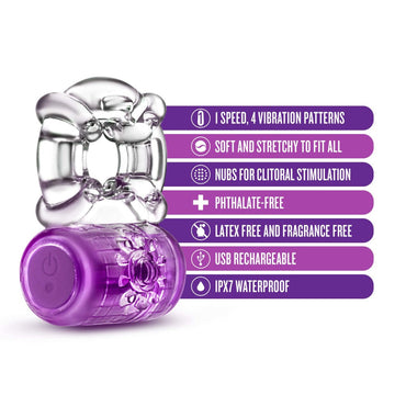 Play With Me By Blush® | Pleaser: Purple Rechargeable Vibrating Penis Ring