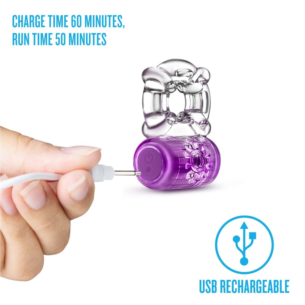 Play With Me By Blush® | Pleaser: Purple Rechargeable Vibrating Penis Ring