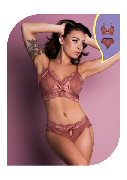 Love Mesh Bralette & Open Back G-Panty