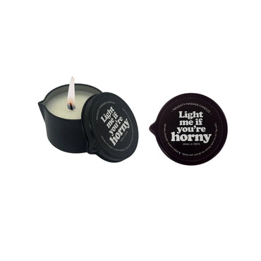 Light Me If You're Horny - Naughty Mini Massage Candle In Pour Spout Tin