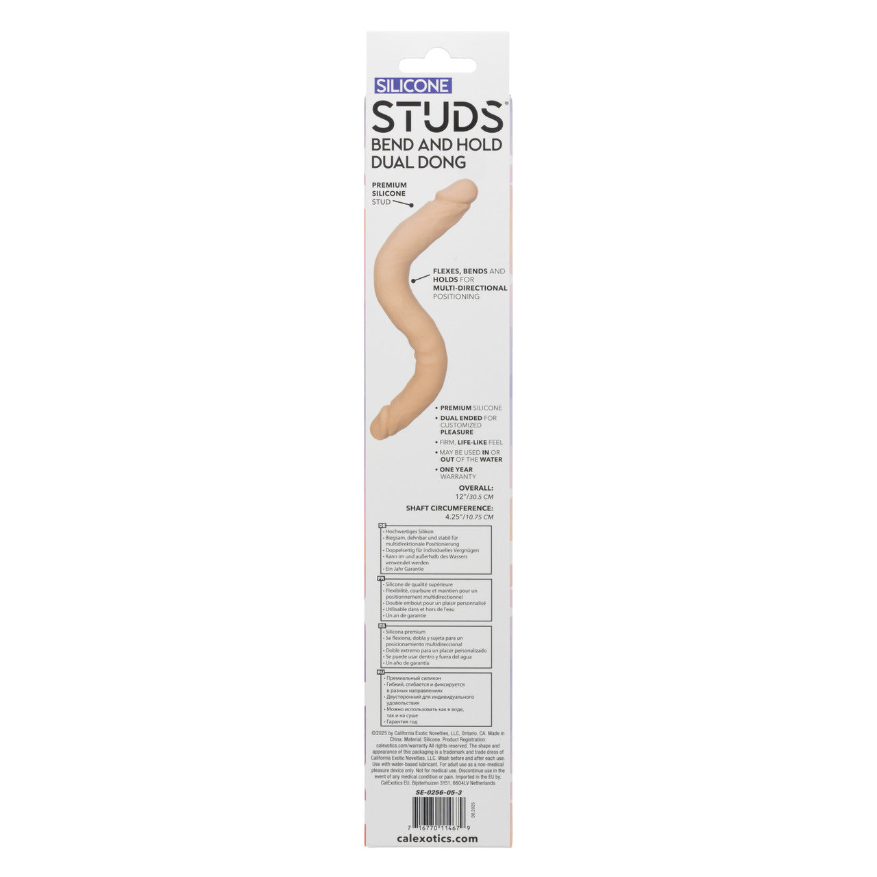 Silicone Studs Bend and Hold Dual Dong 12"- Ivory