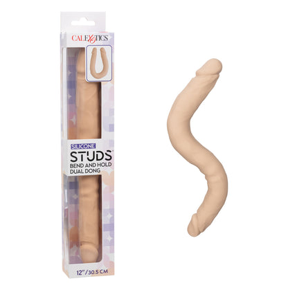 Silicone Studs Bend and Hold Dual Dong 12"- Ivory