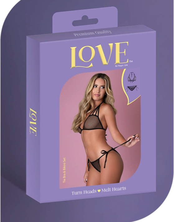 Love Fishnet Tie Bra & Bikini Set
