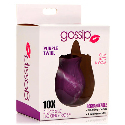 Gossip Licking Rose 10 Function Rechargeable Silicone - Purple Twirl