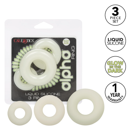 Alpha™ Liquid Silicone 3 Ring Set - Glow-In-The-Dark