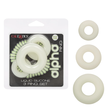 Alpha™ Liquid Silicone 3 Ring Set - Glow-In-The-Dark
