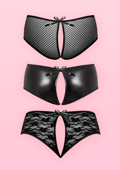 Booty Packs Split Back Crotchless Boy Short 3 pack