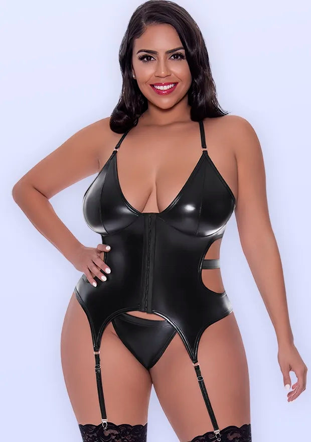Club Candy Basque Cheeky Panty Set - Black