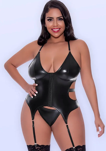 Club Candy Basque Cheeky Panty Set - Black