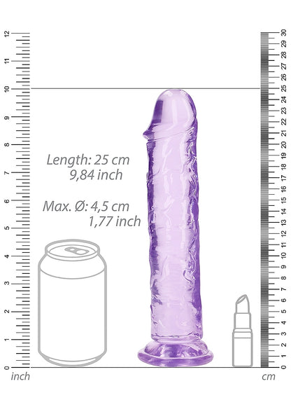 RealRock Crystal Clear 9" Dildo - Purple