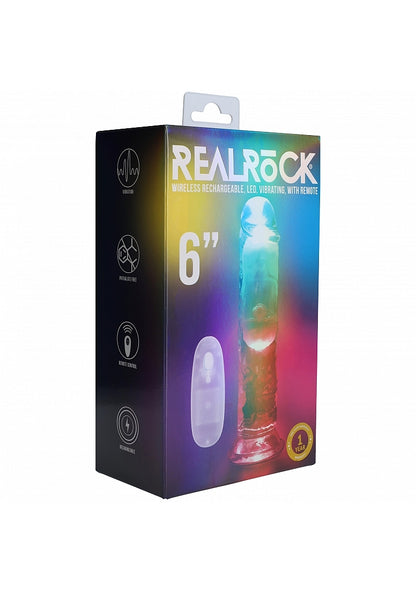 RealRock Remote Control LED Vibrating Dildo- 6"
