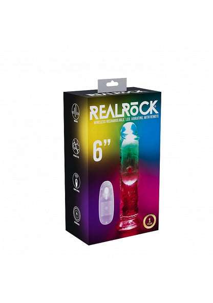 RealRock Remote Control LED Vibrating Dildo- 6"