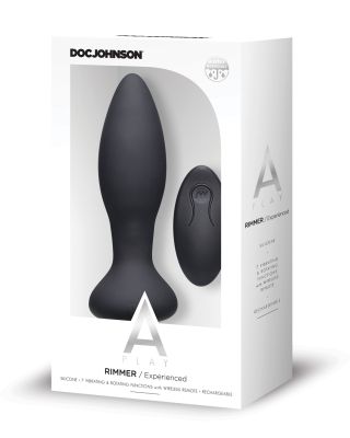 A Play Rimmer Experienced Rechargeable Silicone Anal Plug w/Remote - Black