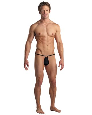 Male Power G-String w/Front Ring Black O/S