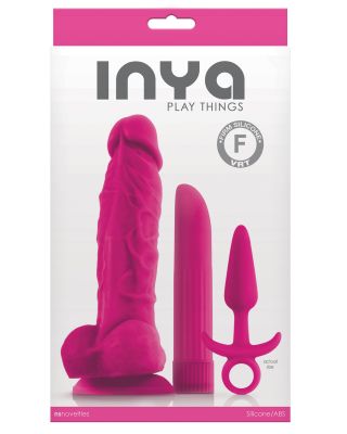 INYA Play Things Set of Plug, Dildo & Vibrator - Pink