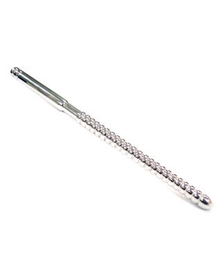 Rouge Stainless Steel Ribbed Solid Urethral Probe - 16.5 cm Long