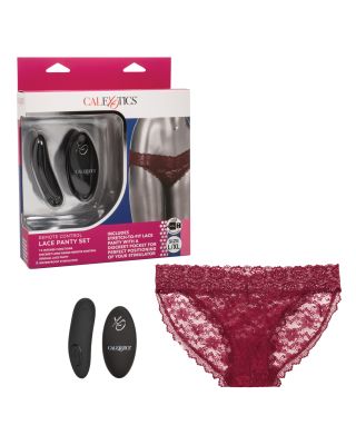 Remote Control Lace Panty Set Burgundy L/XL
